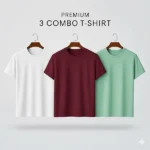 Premium Half-Sleeve T-Shirts - White, Maroon, Mint (3-Pack)