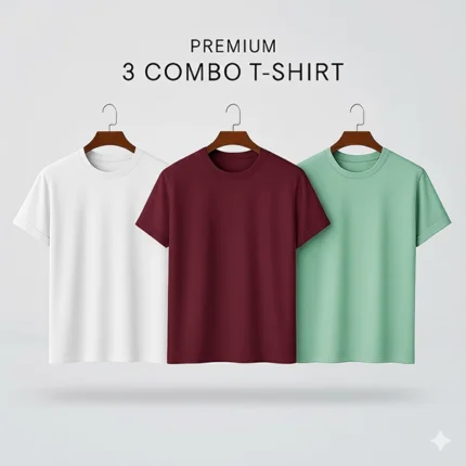 Premium Half-Sleeve T-Shirts - White, Maroon, Mint (3-Pack)
