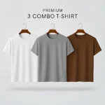 Premium Half-Sleeve T-Shirts - White, Gray, Coffee (3-Pack)