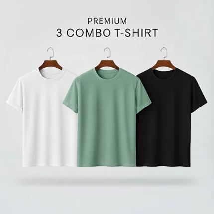 Premium Half-Sleeve T-Shirts - White, Mint, Black (3-Pack)