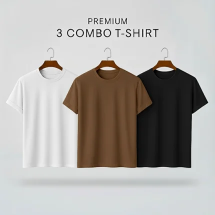 Premium Half-Sleeve T-Shirts - White, Coffee, Black (3-Pack)