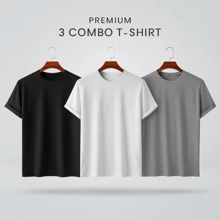 Premium Half-Sleeve T-Shirts - White, Black, Gray (3-Pack)