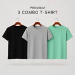 Premium Half-Sleeve T-Shirts - Black, Gray, Mint (3-Pack)