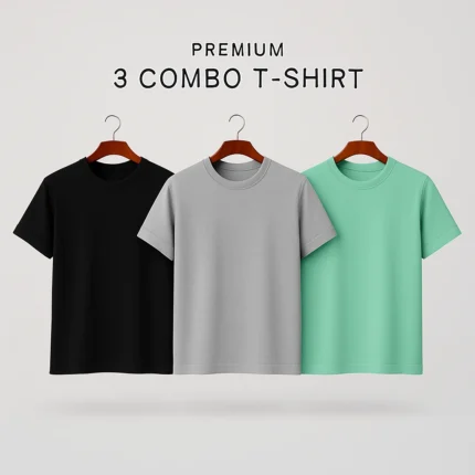 Premium Half-Sleeve T-Shirts - Black, Gray, Mint (3-Pack)