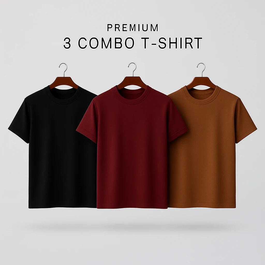 black maroon and coffee Premium Half-Sleeve T-Shirts - Black, Maroon, Coffee(3-Pack) - Image 1