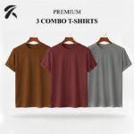 Premium Half-Sleeve T-Shirts - Coffee, Marron, Gray (3-Pack)