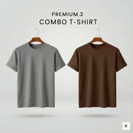 Premium Half-Sleeve T-Shirts - Gray, Coffee (Pack 2)