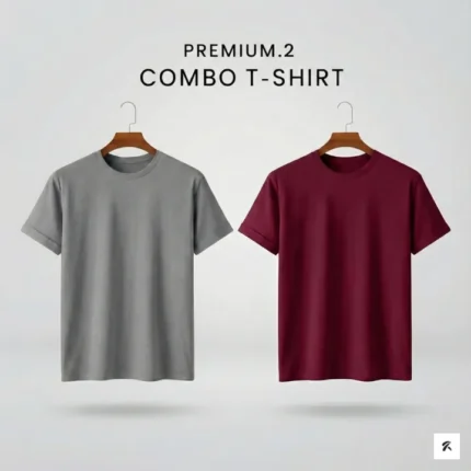 Premium Half-Sleeve T-Shirts - Gray, Marron (Pack 2)