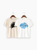 Print T-Shirt Combo White & Beige