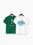 Print T-Shirt Combo White & Bottle Green