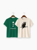 Print T-Shirt Combo beige & Bottle Green