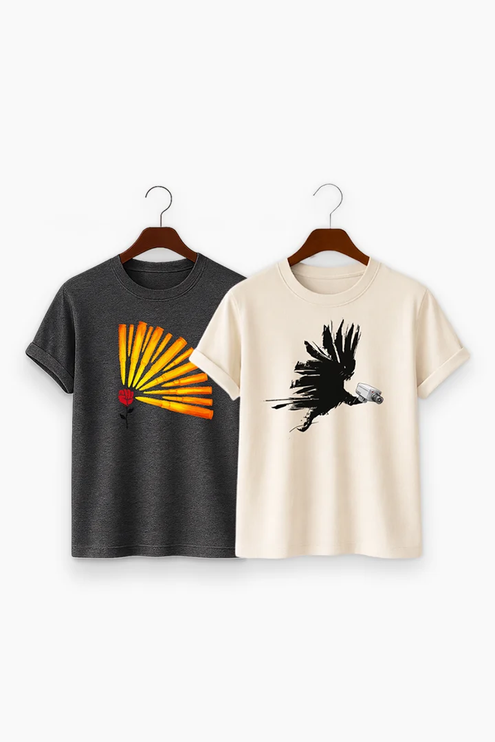 Premium Print 2-Combo T-Shirts – Beige & Gray