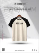 Raglan T-Shirt - Black with Beige