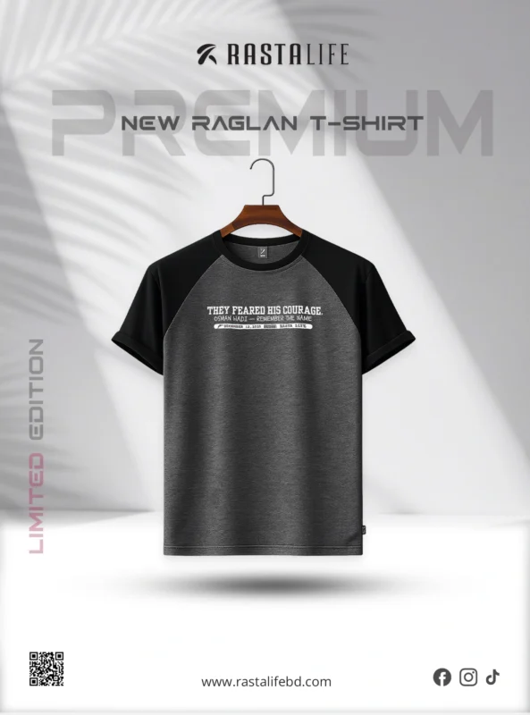 Raglan T-Shirt - Black with Gray