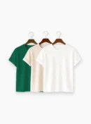 Premium Solid 3-Combo T-Shirts – White, Beige, Bottle Green