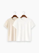 White & Beige Solid T-Shirt