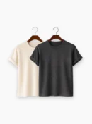 Premium Solid 2-Combo T-Shirts - Gray, Beige