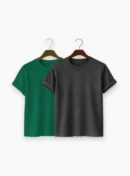 Premium Solid 2-Combo T-Shirts - Gray, Bottle Green