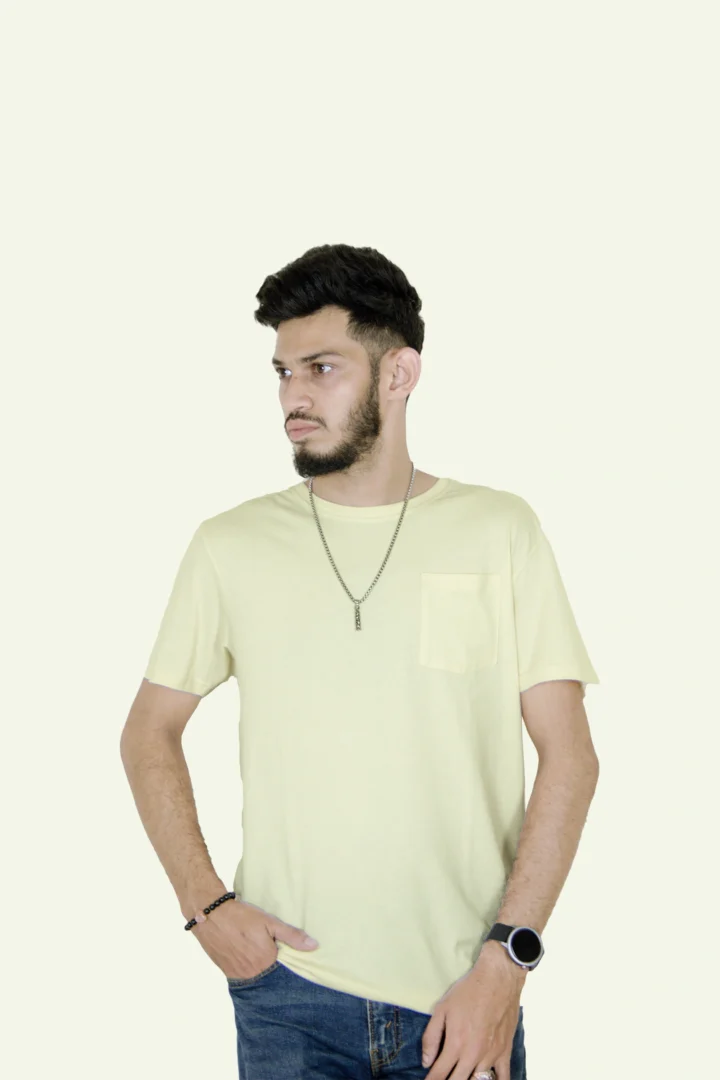 Premium Solid Pocket T-Shirt - Beige