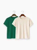 Premium Solid 2-Combo T-Shirts - Beige, Bottle Green