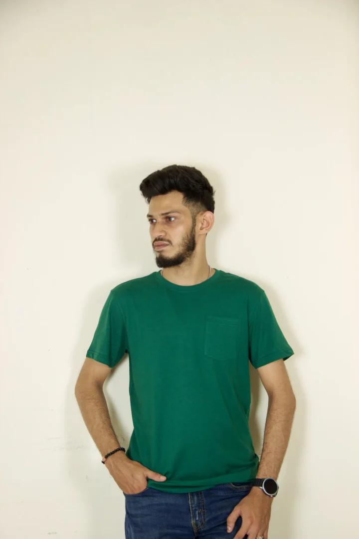Solid Pocket 2 Combo T-Shirts – Beige & Bottle Green