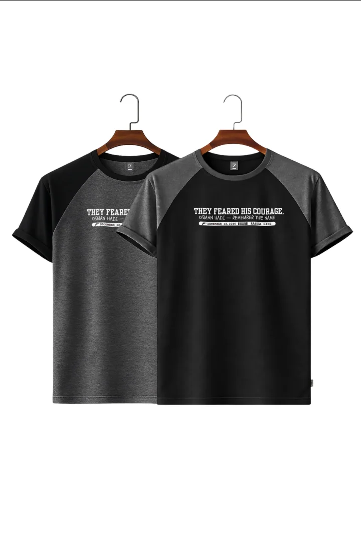 Osman Hadi Edition Raglan 2 Combo T-Shirt - Gray & Black