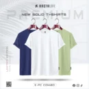 Premium Solid 3-Combo T-Shirts – White, Olive, Navy Blue