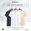 Premium Solid 3-Combo T-Shirts – White, Gray, Beige