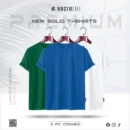 Premium Solid 3-Combo T-Shirts – Petrol, White, Bottle Green